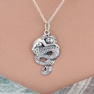 Sterling Silver Sleeping Mermaid Necklace
